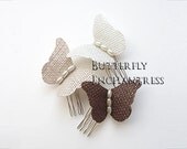 Rustic Burlap Wedding, Bridal Hair Accessories, Wedding Hair Combs - 3 Burlap Butterflies by Butterfly Enchantress -  Ivory Champagne Brown