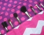 Makeup brush roll,  paintbrush roll.  crochet hook organizer, Makeup brush holder