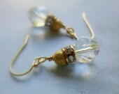Crystal and Gold Dangle Earrings, Stardust, Crystal Rondelle