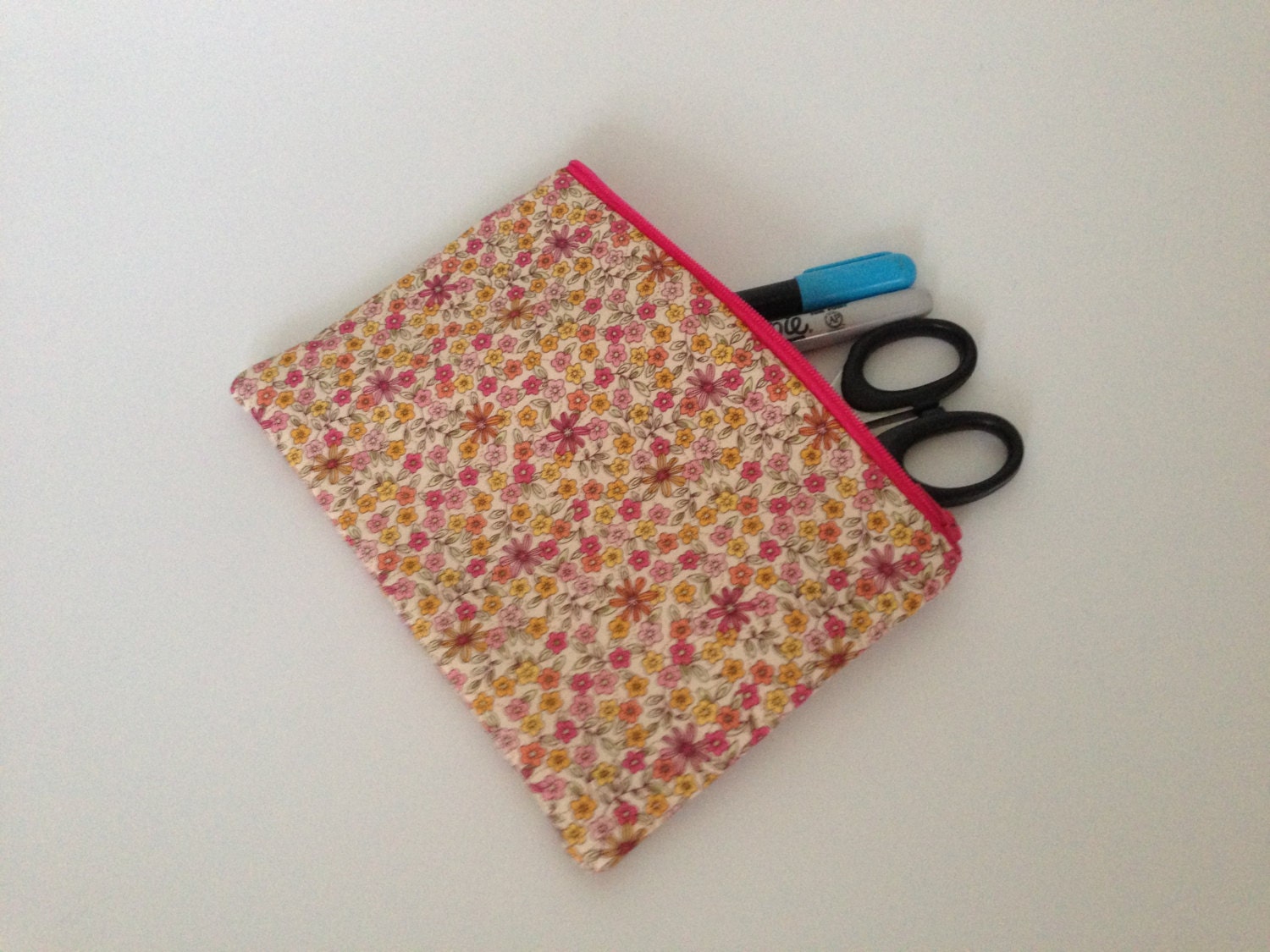 medium zipper pouch mini citrus wild flowers