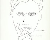portrait pen drawing, original line drawing