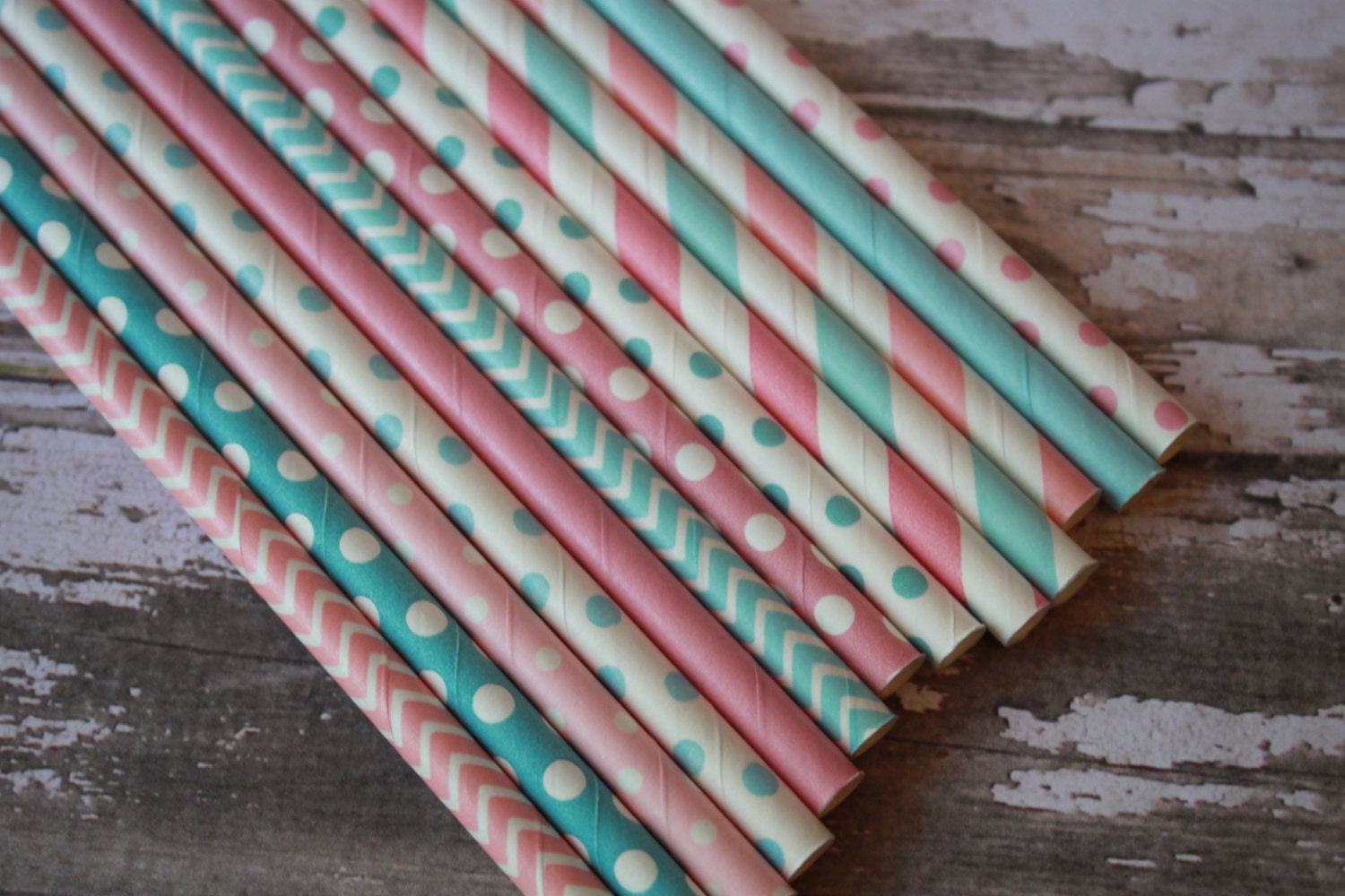 Gender Reveal Party Straws -- Set of 40 -- Baby Blue, Baby Pink Shower Paper Drinking Straws Il_170x135