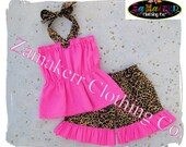 Custom Boutique Clothing Toddler Bbay Girl Leopard Outfit Set Ruffle Pant Bottom Halter 3 6 9 12 18 24 month size 2t 2 3t 3 4t 4 5t 5 6 7 8