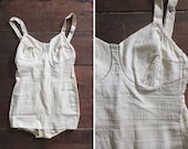 1950s swimsuit / cream swimsuit / vintage 50s swimsuit