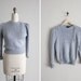 gray pointelle sweater / 1970s sweater / puffed sleeves