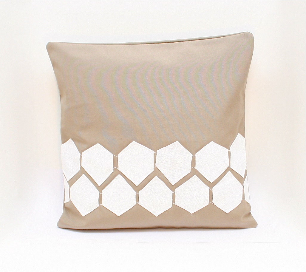 Geo Modern Stone Applique Pillow Cover in Grey
