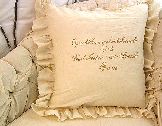 Made to Order Natural Ivory Muslin Ruffle Pillow (SLIP COVER ONLY) French Opera Design