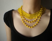Grace - Lemon Yellow ... Beaded Necklace - Crochet - Beadwork