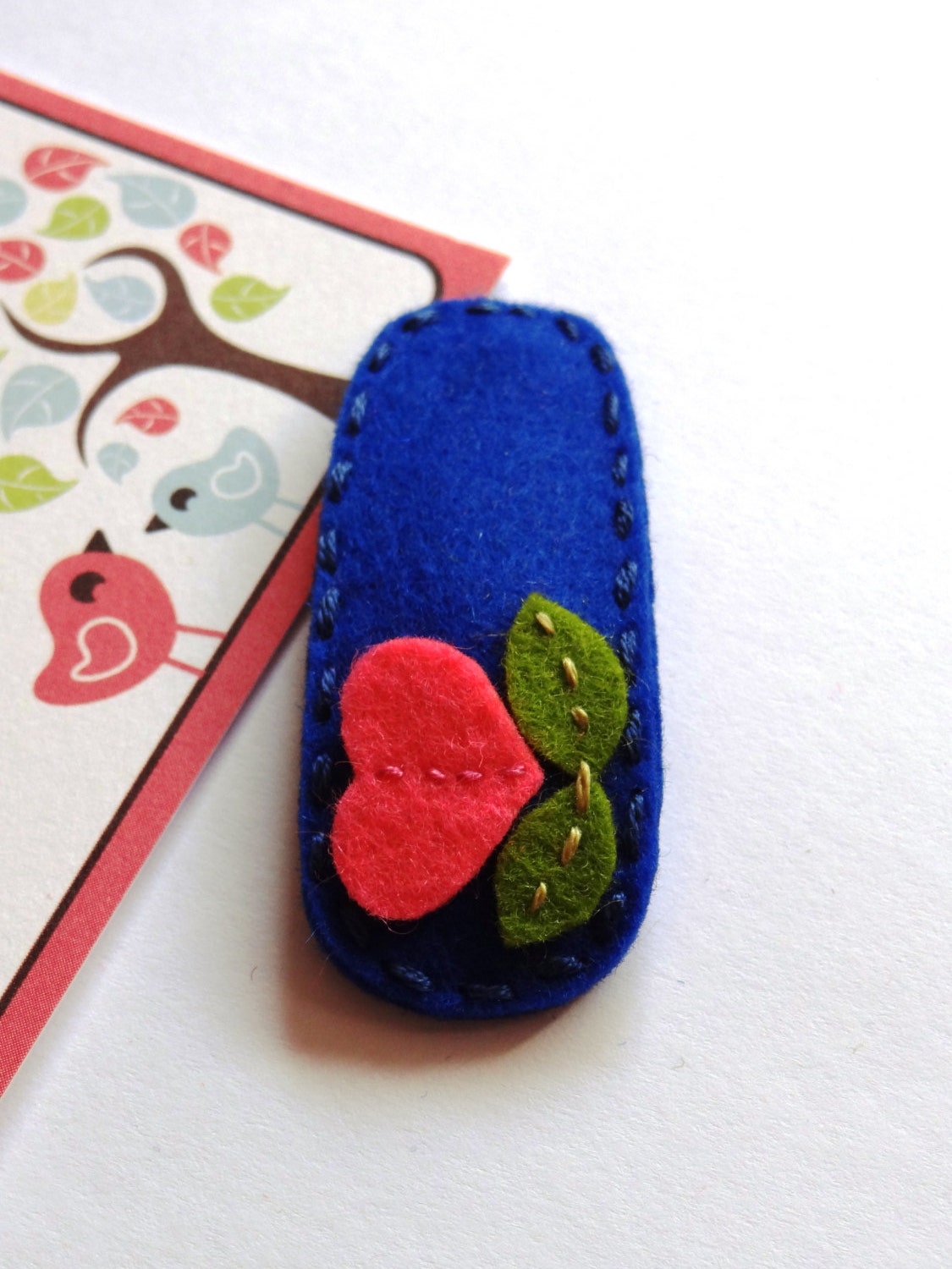 Hand Embroidered Holland Wool Felt Hair Clip