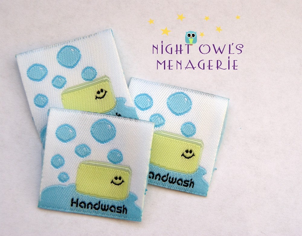 Soap "Handwash"  Set of 25 Sew On Woven Clothing Labels