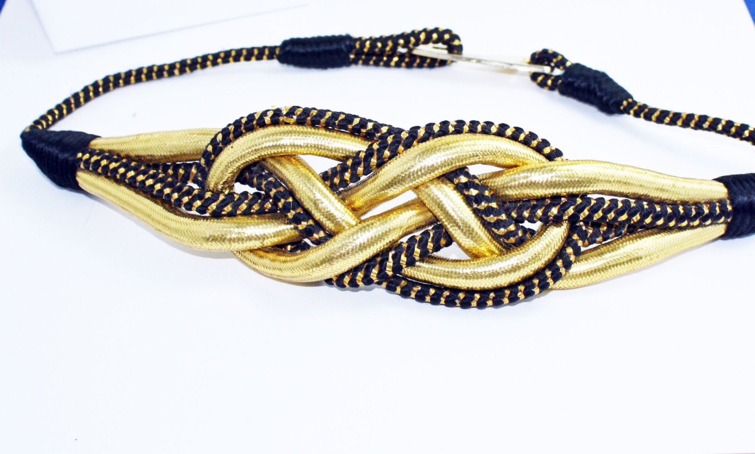 Vintage Belt Gold and Black Knotted 1980s Awesome  Disco Style