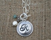 Rustic Silver Necklace Collection - Large Links Monogram