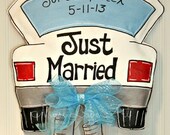 Wedding Just Married Burlap Door Hanger Decoration Bride Groom Shower Gift
