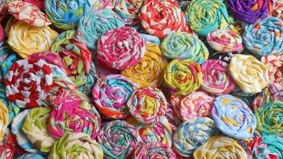 Bobby Pin Wedding Bridal Fabric Flowers Fabric Roses Appliques Ivory 50 Hair Clip Rosette 1" Embellishment Scrapbook Handmade Wholesale