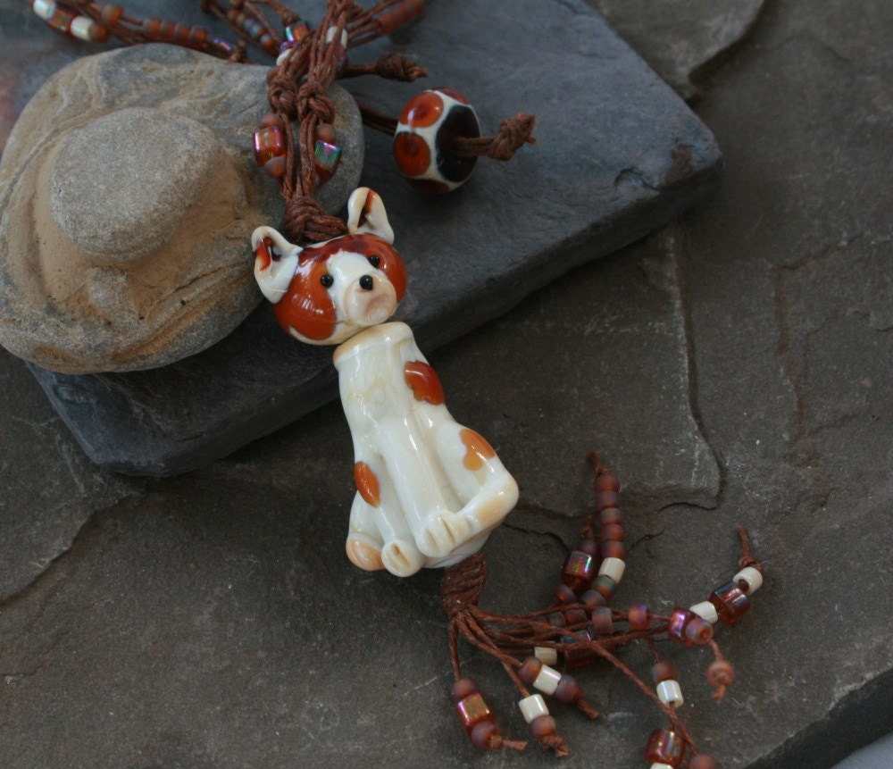 Artisan glass lampwork cat knotted necklace ... Crazy Cat Lady ... by simply cindy
