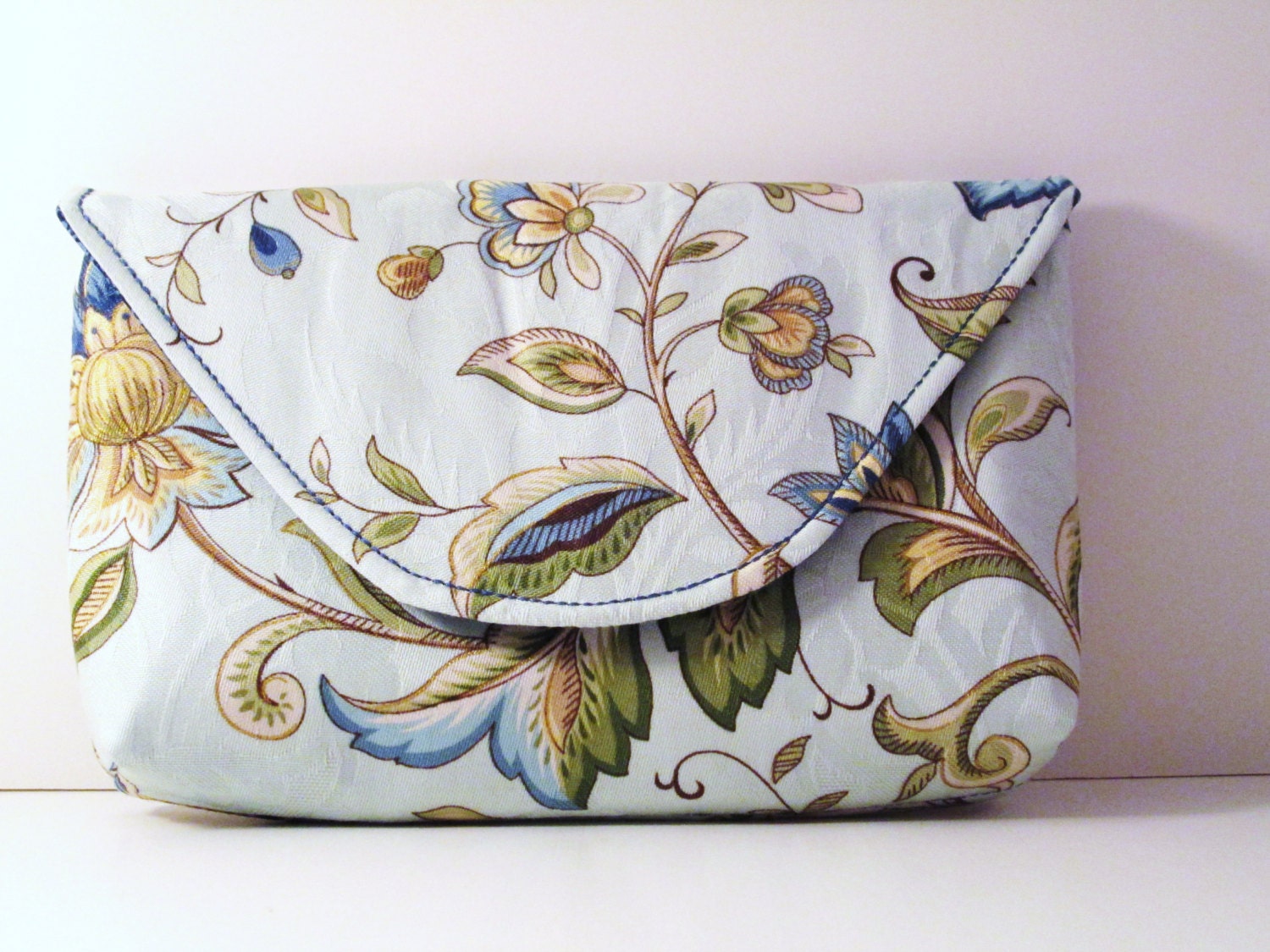Clutch Light Blue with Floral Pattern
