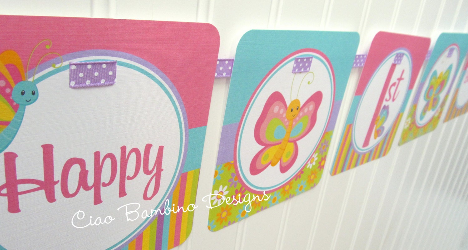 NEW - Butterfly Happy Birthday Banner