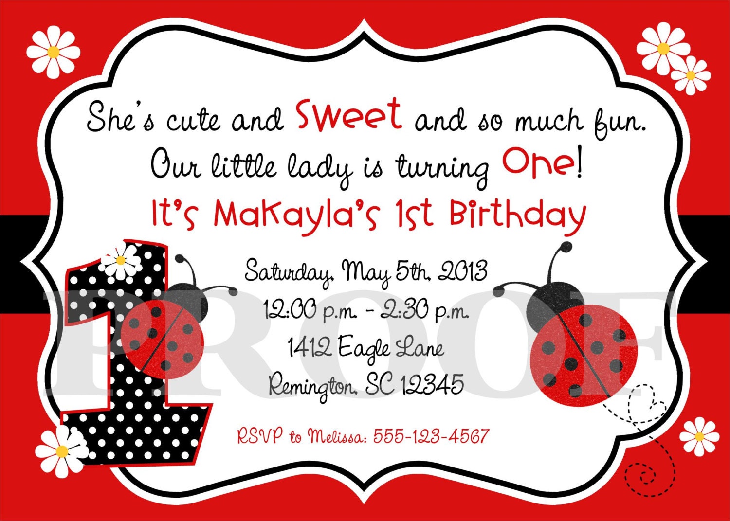 Printable Invitation - Classic Ladybug Invitation - I Design, You Print
