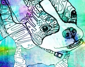 Ozzy Boy  An  8x 10  reproduction from my original drawing of word art word portrait Boston Terrier dog print
