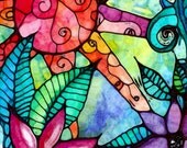 Jungle Fever mixed media  flowers print flowers painting sun art print