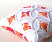 Pincushion Cathedral Window Pillow Flower Red Orange Purple - 5 Inches Square
