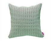 Knitted Pillow Cover - 18x18in/45x45cm - NAMI - Mint x Chocolate