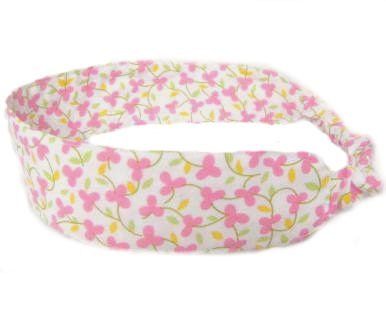 Shabby Chic Headband Fabric Headband - Adjustable Elastic - Pink Yellow Floral