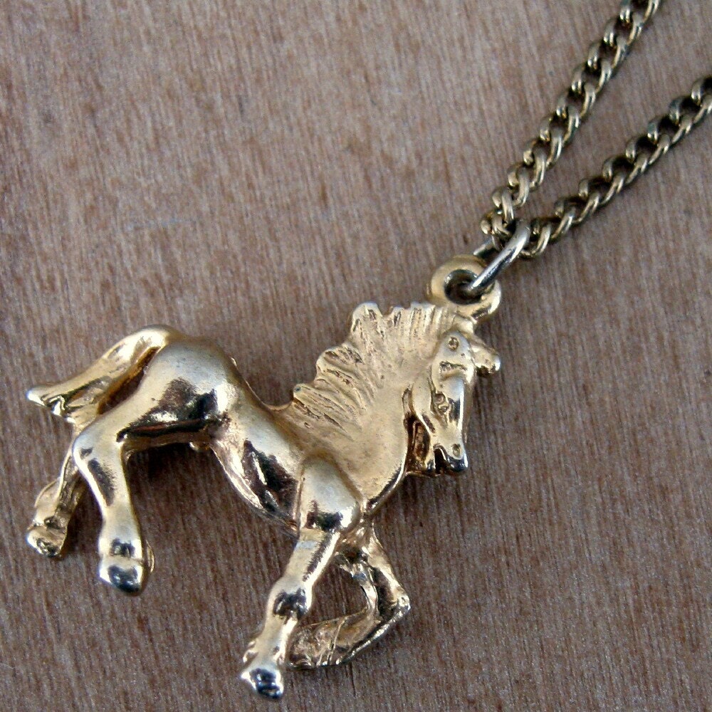 Vintage Gold Plated Horse Necklace