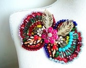 Large beaded Butterfly inspired Brooch  - OOAK  - Ready to ship xx