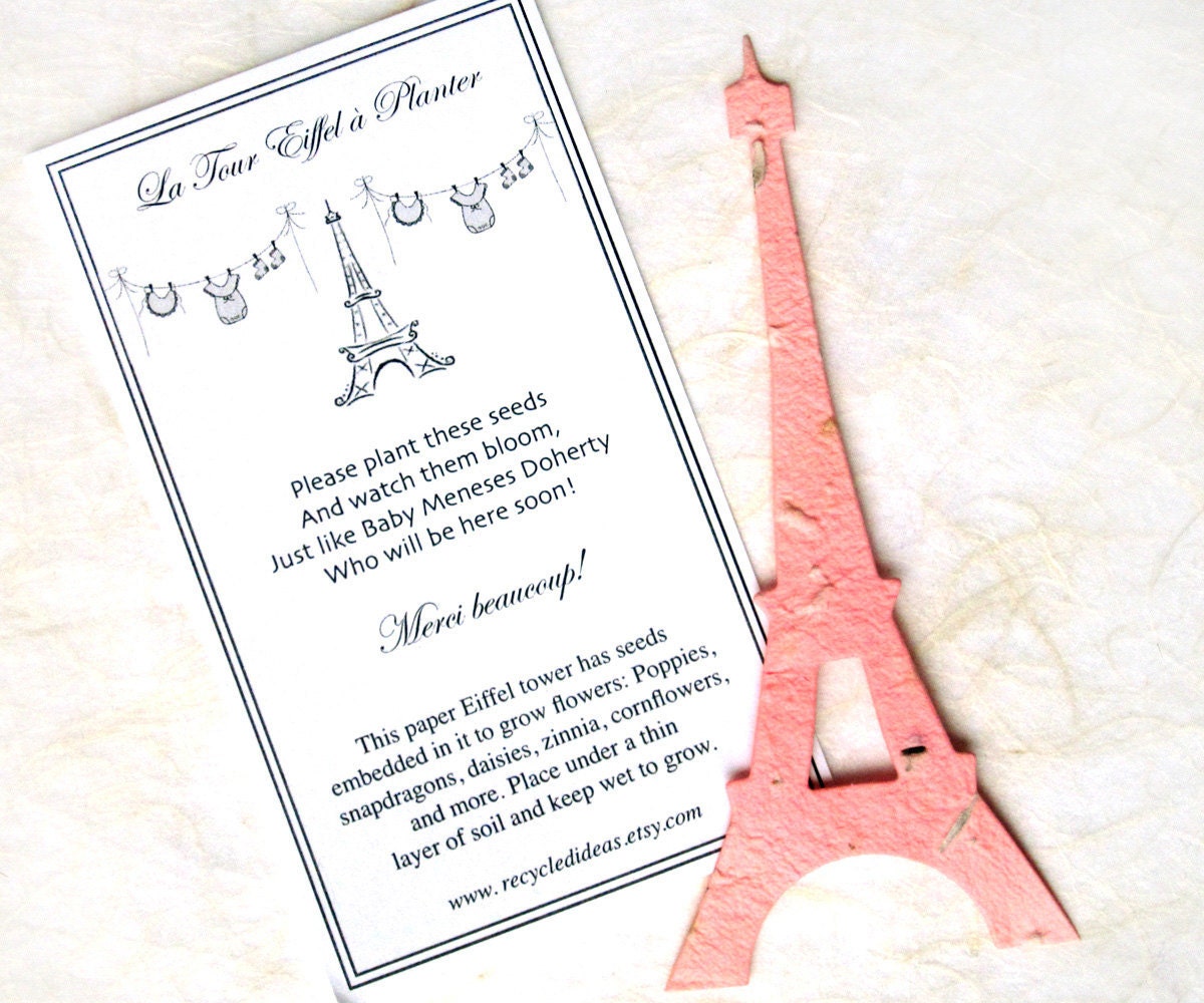 Plantable Eiffel Tower - Seed Paper - French Baby Shower