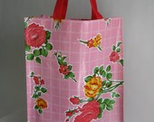 Durable Oilcloth Shopping Tote - Pink Rosegall