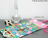 25% OFF Bridal Sale Organic Embroidered Hand Printed Jewelry Holder Roll with Monogram Art Deco Prints Set of 7 w/Free Shipping