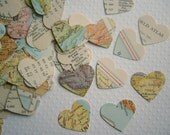 Vintage Wedding - Vintage Atlas Paper Heart Confetti - Atlas wedding confetti heart wedding decor wedding favors whimsical