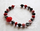 Vogue- Red and Black Girls Necklace, Toddler Necklace, Chunky Necklace - Couture Photo Prop