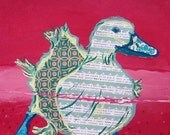 Allo Duckie Original Paper Collage Painting