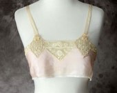 1930s Bra Silk Brassiere Lace Wedding 20s Lingerie Pink Ivory Lace