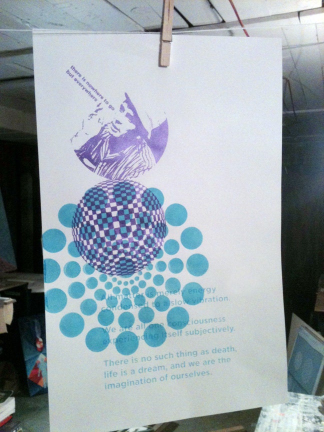 OP ART Jack Kerouac Poster Screenprint 11x17 Psychedelic Hand-Pulled 2-Color Print