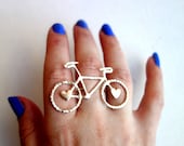 Sterling Silver Bike Knuckle Ring with Hearts