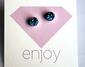 Tiny Frosted Handmade Blue Druzy Studs