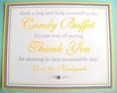 8x10 Flat Wedding Candy Buffet Sign in Yellow and Gray and White Polka Dots  - READY TO SHIP