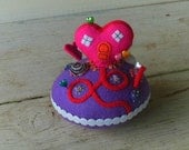 Hot Pink Heart House Pincushion