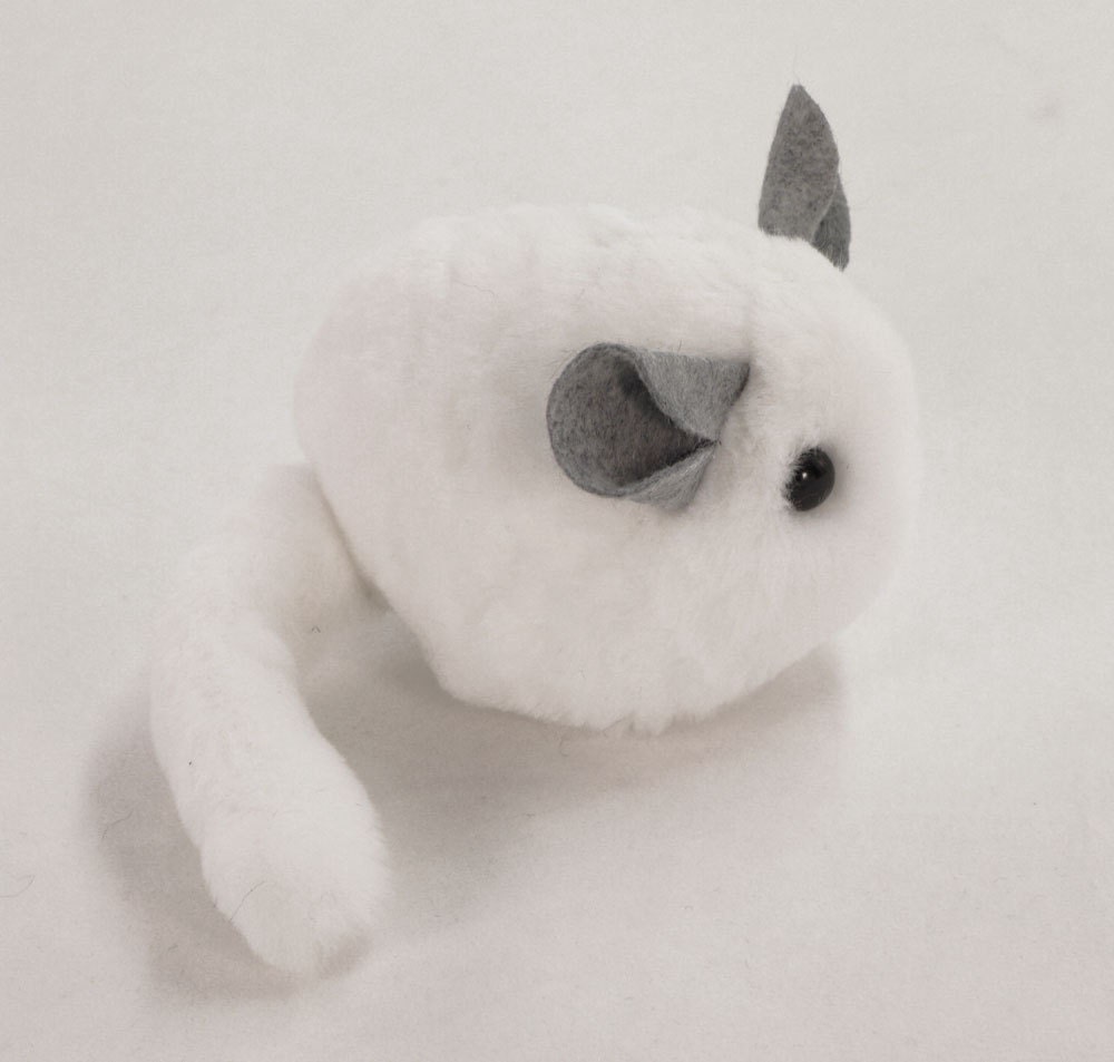 White Stuffed Toy Chinchilla Faux Fur Plushie Small Size