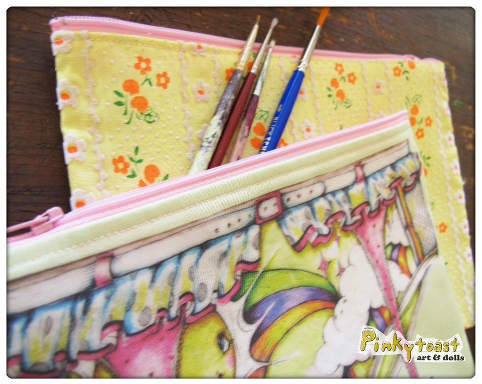 Makeup Bag-Happy Sunshine-Kawaii Green Mint Underwear Zippered bag-Pinkytoast Art