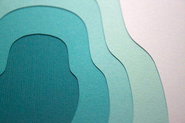 Matryoshka "Aqua" -- Layered Papercut Art 8 x 10