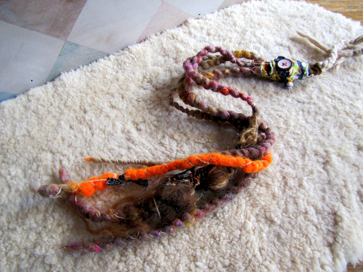 Faerie Spun Bits Bundles No.2  - Handmade Handspun Felted Wool Single Ended Dread Fall Fascinator