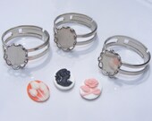 DIY Cameo Ring Kit / Make 3 Rings / Jewelry Making Kit / Ships from the US
