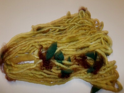 Leafy Vine Hand Dyed and Embellished Art Yarn