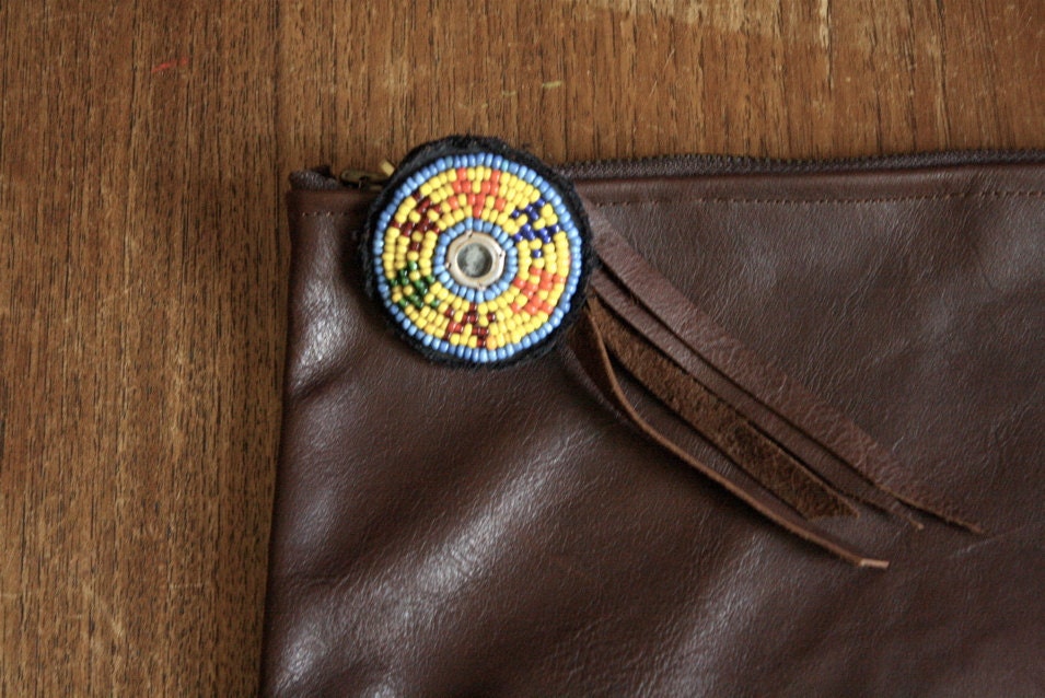 BROWN LEATHER CLUTCH. Leather Clutch. Ipad holder, Macbook holder, Oversized clutch