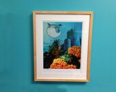LOCAL PICKUP ONLY - at Talking Headz, Philadelphia - Framed Pufferfish Girl- Fairy Art - Ocean Water Fairy Fantasy Art
