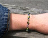 Olive and Sapphire Swarovski Crystal Bracelet with Toggle Clasp
